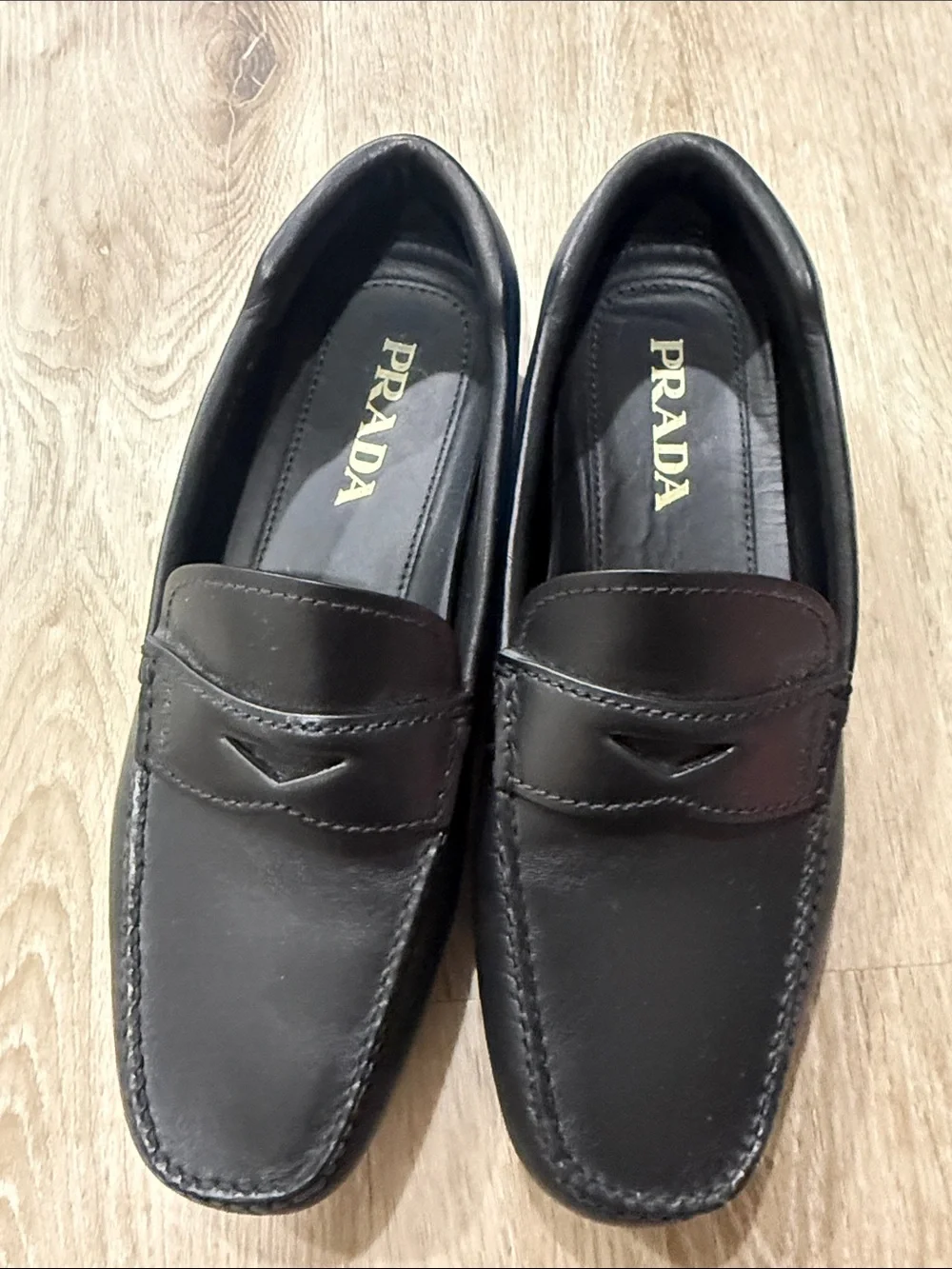 Prada Black Leather Penny Loafers - Men's